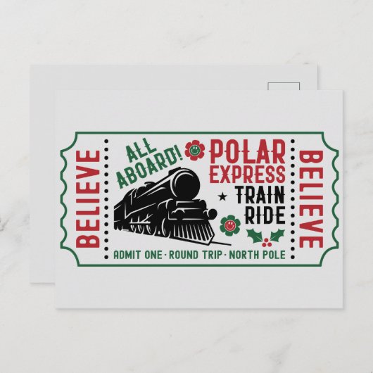 Polar Express-ticket Feestdagenkaart (Voorkant / Achterkant)