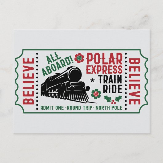 Polar Express-ticket Feestdagenkaart (Voorkant)