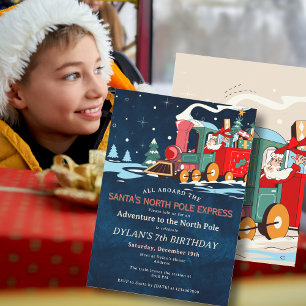 Polar Express Trein Avontuur Kinderen Verjaardagsf Kaart