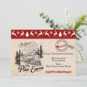 Polar Express Trein naar de Noordpool Ticket Feestdagenkaart (Staand voorkant)