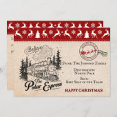 Polar Express Trein naar het Noordenpool Ticket Feestdagenkaart (Voorkant / Achterkant)