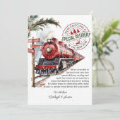 Polar Express trein speciale bevalling zwangerscha Feestdagenkaart (Staand voorkant)