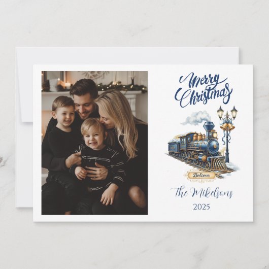 Polar Express Vintage Christmas Feestdagenkaart (Voorkant)