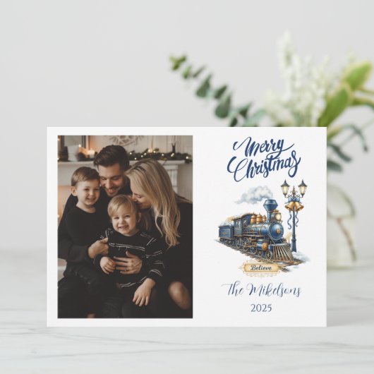 Polar Express Vintage Christmas Feestdagenkaart (Staand voorkant)