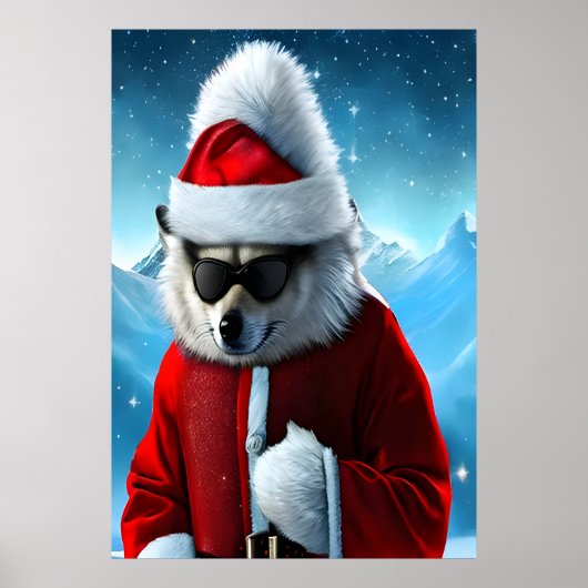 Polar Fox Santa Claus | AI Art Poster (Voorkant)