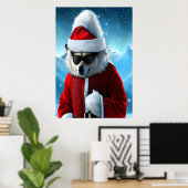 Polar Fox Santa Claus | AI Art Poster (Thuiskantoor)