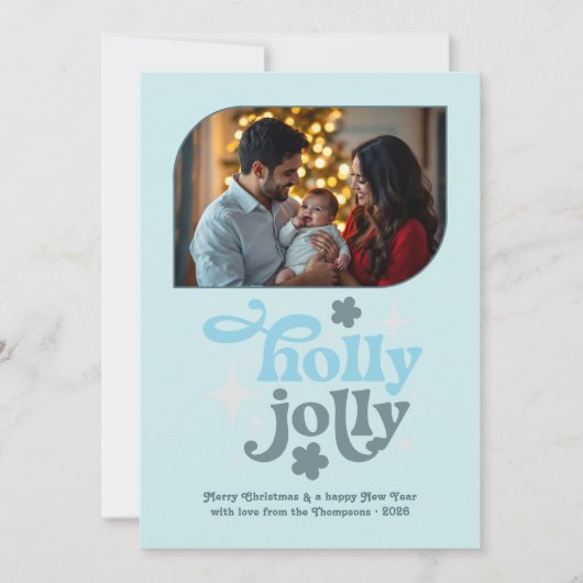 Polar Glow Modern Blue Christmas Photo Feestdagenkaart (Voorkant)