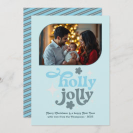 Polar Glow Modern Blue Christmas Photo Feestdagenkaart