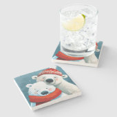 Polar Hugs Stenen Onderzetter (Zijkant)