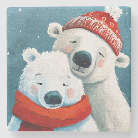 Polar Hugs Stenen Onderzetter (Voorkant)