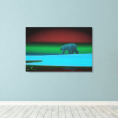 Polar Lights Polar Bear Canvas Afdruk (Insitu (Houten vloer))