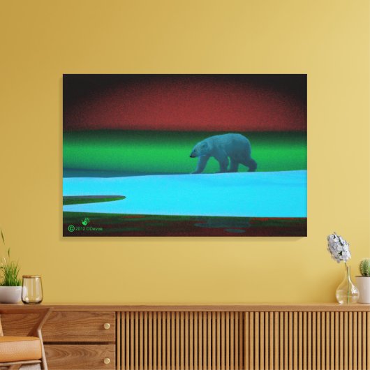 Polar Lights Polar Bear Canvas Afdruk (Insitu (Woonkamer))