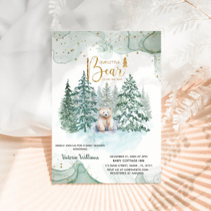 Polar Little Bear is On The Way Cute Baby Shower  Kaart