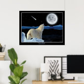 "POLAR MOON" Polaire Beer en bewegende kunst afdru Poster (Thuiskantoor)