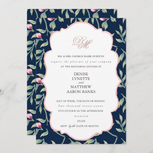 Polar Night Blue & Gossamer Pink Oefendiner Kaart (Voorkant / Achterkant)