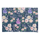 Polar Night Blue Waterverf Floral Kussensloop (Voorkant)