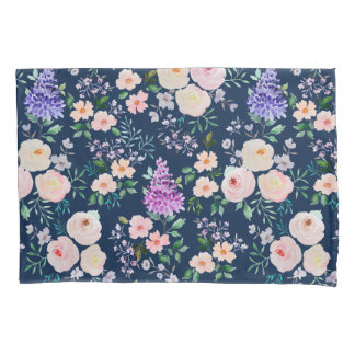 Polar Night Blue Waterverf Floral Kussensloop