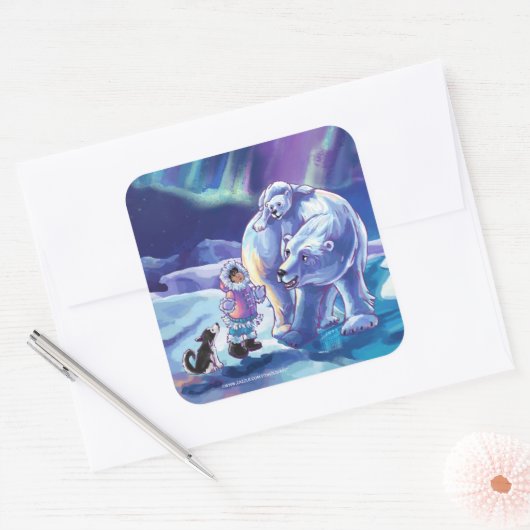 Polar Pals Vierkante Sticker (Envelop)