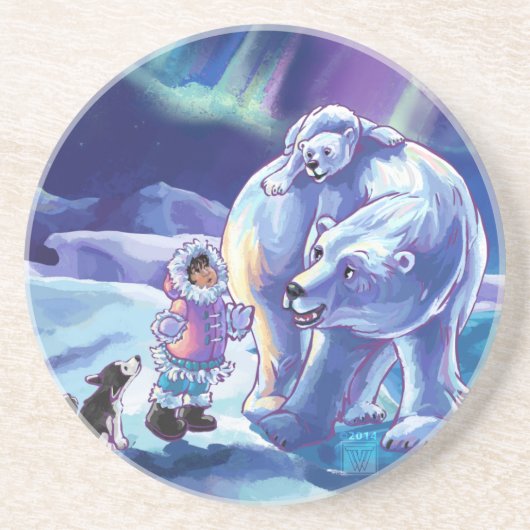 Polar Pals Zandsteen Onderzetter (Voorkant)