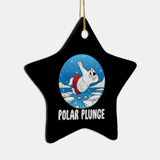 Polar Plunge Ice Jump Funny Polar Beer Winter Swim Keramisch Ornament (Rechts)