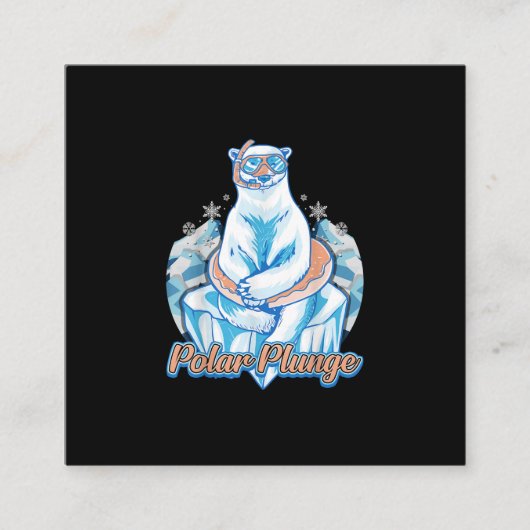 Polar Plunge Ice Jump Funny Polar Beer Winter Swim Vierkante Visitekaartje (Voorkant)