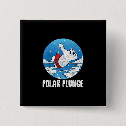 Polar Plunge Ice Jump Polar Beer Winter Swim Vierkante Button 5,1 Cm (Voorkant)