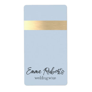 Polar Sky Blauw Gouden Folie Rustieke Faux Etiket