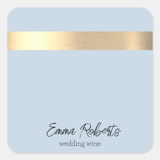 Polar Sky Blauw Gouden Folie Rustieke Faux Vierkante Sticker (Voorkant)