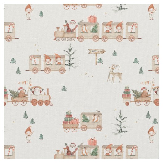 Polar train - Elf Santa helpers Happy holidays Stof (Close Up)