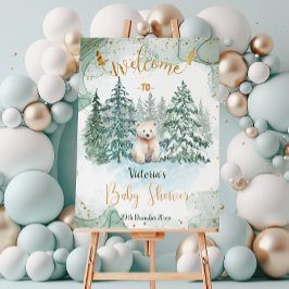 Polar White Bear Baby Shower Welkom Bord Poster