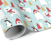Polar White Beer Penguin-kerstfeestdag Cadeaupapier (Rol Hoek)