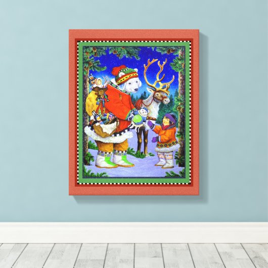 Polarbear Gift Canvas Afdruk (Insitu (Houten vloer))