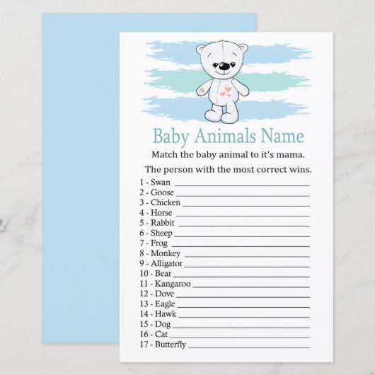 Polarbeer Babydieren Naamspel (Voorkant / Achterkant)