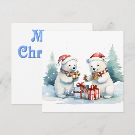 Polarberen Wenskaart Feestdagenkaart (Voorkant / Achterkant)