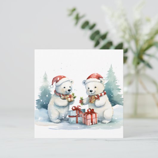 Polarberen Wenskaart Feestdagenkaart (Staand voorkant)