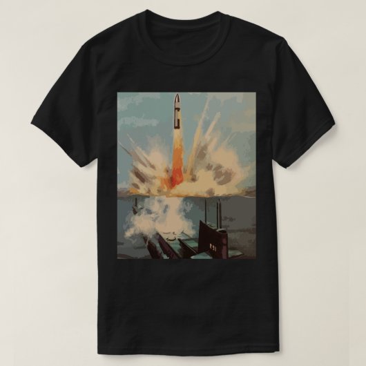Polaris nucleaire raket onderzeeër lancering retro t-shirt (Design voorkant)