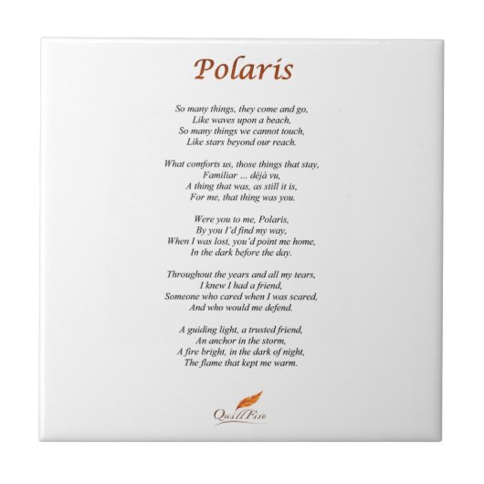 Polaris Poem op keramische tegel Tegeltje (Voorkant)