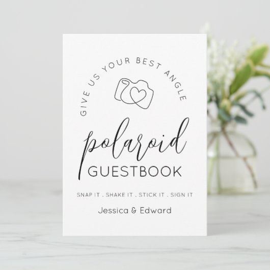 Polaroid Gastenboek Beste Hoek Zwart Wit Modern (Staand voorkant)