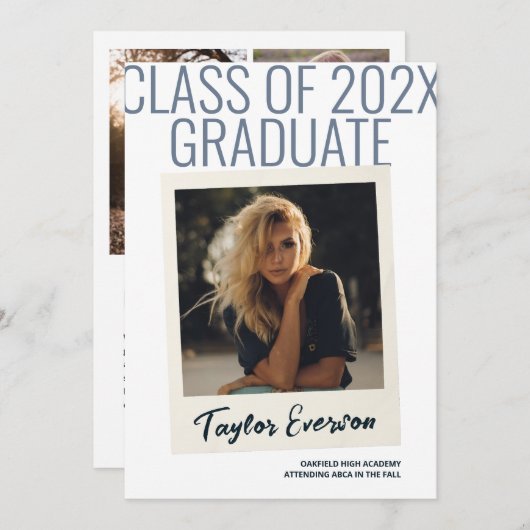  Polaroid-geïnspireerde Afstuderen Aankondiging (Voorkant / Achterkant)