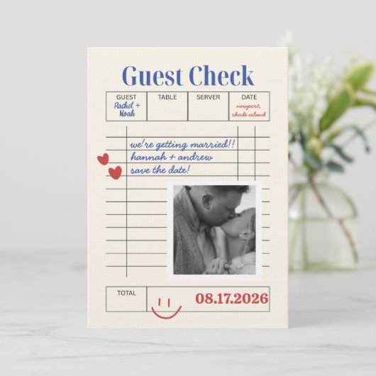 POLAROID Guest Check Save The Date  Kaart (Staand voorkant)