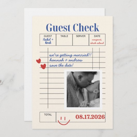 POLAROID Guest Check Save The Date Kaart (Voorkant / Achterkant)
