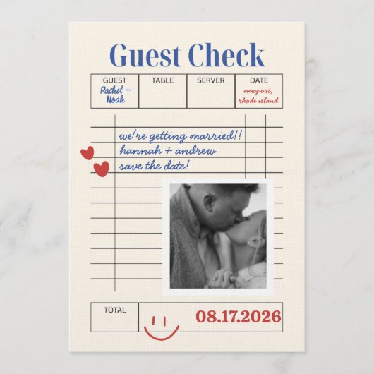 POLAROID Guest Check Save The Date Kaart (Voorkant)