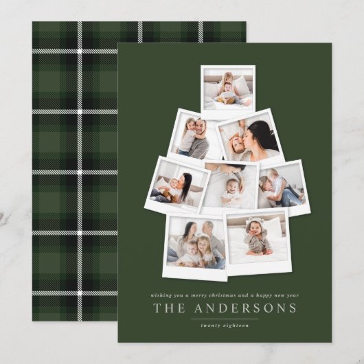 Polaroid kerstboom multi foto vakantie kaart (Voorkant / Achterkant)