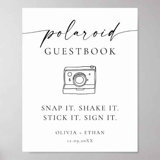 Polaroid Photo Wedding Guestbook Sign Poster (Voorkant)