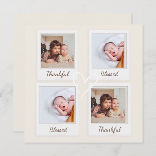 Polaroid stijl fotokaart - dankbaar en gezegend (Voorkant / Achterkant)