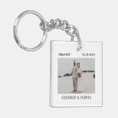 Polaroid stijl trouwcadeau sleutelhanger (Voorkant Links)