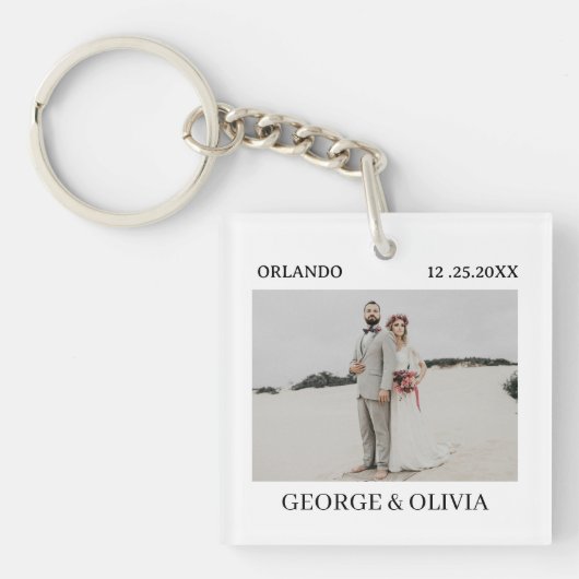 Polaroid stijl trouwcadeau sleutelhanger (Voorkant)