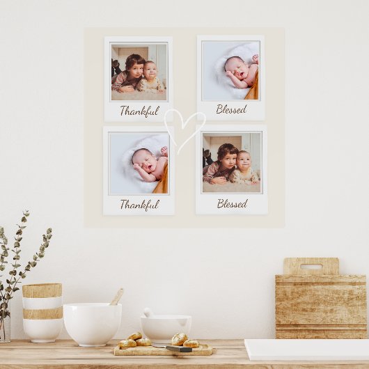 Polaroid Style Foto Poster - Dankbaar & Gezegend (Keuken)