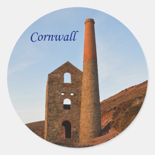 Poldark Country Mine Ruïnes Cornwall Engeland Ronde Sticker (Voorkant)