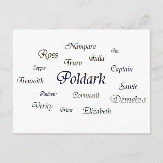 Poldark Names Briefkaart (Voorkant)
